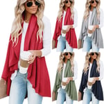 Autumn Women Irregular Long Cardigan Jacket Blue 2xl