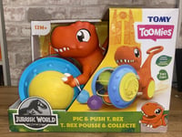 Tomy TOOMIES JURASSIC WORLD PIC N PUSH T-REX Baby Infant Activity Toy 12m+