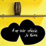 Sticker Tableau Noir COEURS 30x55cm, Adhésif Ardoise Effaçable, Décoration MEMO pour Cuisine, Bureau et Chambre, To do LIST, Autocollant mural Made in Europe