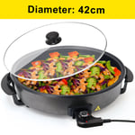 Large 42CM Multi Cooker Pot Electric Frying Pan Non-Stick Kitchen & Lid 5-Speed