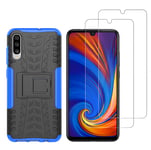 VGANA Case and 9h Tempered Glass for MOTO Motorola E7, Anti-Fall [Tough Armor Series] Protective Cover with Foldable Holder and Screen Protector. Blue