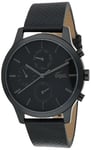 Lacoste Analogue Multifunction Quartz Watch for Men with Black Leather Strap - 2010997