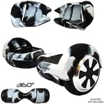Siliskinz® 360 Degree Silicone Protective Jelly Case Cover - For 6.5" 2 Wheel Self Smart Balance Scooter (WHITE/BLACK)