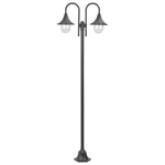 Lyktstolpe för trädgård E27 220 cm aluminium 2 lyktor brons