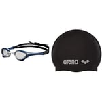 Arena Unisex Racing Goggles Cobra Ultra Swipe unisex swim cap classic silicone (reinforced edge, less slipping of the cap, soft), black-silver (55), one size