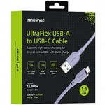 Innostyle Ultraflex USB-C Hurtigladningskabel for iPhone Samsung Qc 4.0 Kevlar 1,5m