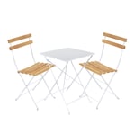 Fermob - Bistro matgrupp bord 57cm & 2 trä stolar cotton white - Matgrupper utomhus