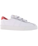Superga Womens/Ladies 2870 Sport Club S Leather 3 Touch Fastening Strap Trainers (White/Coral Red) - Size UK 2.5