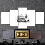 Canvas Painting Pictures PUBG PlayerUnknown's Battlegrounds 5 panel artwork Large poster for living room modular Modern Wall Decor Framed 150x80cm Gift idea for friends Ready To Hang