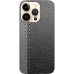 Apple iPhone 15 Pro Gennemsigtigt Telefoncover Grått Fake Läder