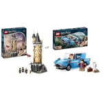 LEGO Harry Potter Hogwarts Castle Owlery, Building Toy for 8 Plus Year Old Kids, Girls & Boys & Harry Potter Flying Ford Anglia Car Toy for 7 Plus Year Old Kids, Boys & Girls
