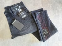 DIESEL D-AMNY Jeans Black Distressed Skinny Stretch Printed BNWT Men's W28 L30