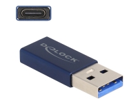 Delock - USB-adapter - USB typ A (hane) till 24 pin USB-C (hona) - USB 3.2 Gen 2 - 5 V - 900 mA - upp till 10 Gbps dataöverföringshastighet - blå