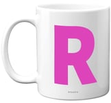 Personalised Alphabet Pink Initial Mug - Letter R Mug, Gifts for Her, Mothers Day, Birthday Gift for Mum, 11oz Ceramic Dishwasher Safe Mugs, Anniversary, Valentines, Christmas Present, Retirement