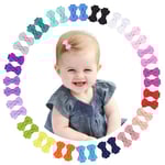 Baby hårklämmor rosetter för flickor Mini helfodrade baby rosett Grosgrain Ribbon 1,2\" små hår rosettklämmor 40 st (20 färger i par)"