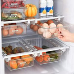 mementoy Fridge Drawer Organiser Pull Out Fridge Storage Rack Freezer Shelf Holder Kitchen Space Saver (1 Pack)