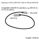 Couleur L à Micrb OTG 30cm Câble Lightning-to-Micousb USB DAC OTG, pour iPhone / iPad / iPod, Accord Mojo Hugo PHA3 FIIO HIIO OPPO HA2 K5