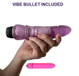 Vibrator Dildo 6 Inch GIRTHY Purple Vibe Realistic Vagina Sex Toy + BULLET