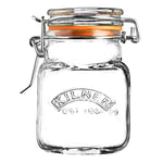 Kilner Clip Top Square Glass Jar - 70 ml, Spice or Herb Jar, Small Preserve Sample Jar, Hamper Jam Jar, Airtight Food Storage, Kitchen Preserving and Pickling Container, GL882
