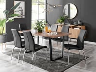 Kylo Large Brown Wood Effect Dining Table & 6 Isco Faux Leather Chairs