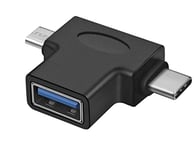 PremiumCord Adaptateur USB 3.0 vers USB-C + Micro USB B Femelle vers mâle USB 3.0 Type A Femelle USB 3.1 Type C mâle Noir