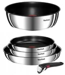 TEFAL INGENIO EMOTION FRYPANS SET 5-PIECE WITH REMOVABLE HANDLE, SAUTE PAN, PANS