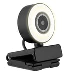T’NB Influence Webcam pour Streaming, Full HD 1080p, Caméra pour Ordinateur avec Autofocus, Anneau Lumineux, Micro Intégré, Idéal Télétravail, Streaming, Twitch, Youtube, TikTok – Noir Et Blanc