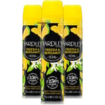 3x Yardley FREESIA & BERGAMOT Body Spray Fragrance 75ml