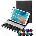 Strnry Keyboard Case for Ipad Air 10.5" (3Rd Gen) 2019/Ipad Pro 10.5" 2017,Pu Leather Folio Cover with 7 Color Backlight Detachable Keyboard,black + backlight