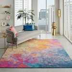 Lord of Rugs Nourison Passion PSN10 Sunburst Rug Modern Abstract Bedroom Living Room Bright Colourful Rug X-Large 201 x 290 cm (6'7''x9'6'')