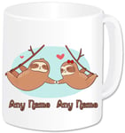 Sloth Couple Gifts Mug - Personalised Mug Cup with Names - Birthday Christmas Valentines Gifts Idea for Him and Her (Standard 11oz)
