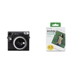 Bundle of INSTAX SQ40 instant camera, Black textured finish + instax SQUARE instant Film 50 shot pack, white Border, suitable for all instax SQUARE cameras and printers