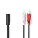 Stereoljudkabel | 2x RCA Hane | 3.5 mm Hona | Nickelplaterad | 0.20 m | Rund | Låda