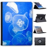 Fancy A Snuggle Swarm Transparent Jellyfish In Blue Sea Faux Leather Case Cover/Folio for the Apple iPad 9.7" 5th Generation (2017 Version)