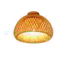Handvävd taklampa i bambu och rotting, energibesparande LED-kompatibel, stilren trädesign,30CM, Ingen lampa (E27)