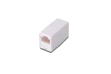 DIGITUS at-A 8/8 - Connecteur RJ45 Cat 5e - 1 pièce - Extension de câble LAN - Connecteur Cat5e Non Blindé - Compatible PoE - Connecteur modulaire - pour Switch, DSL, Modem, Routeur, PC - Blanc