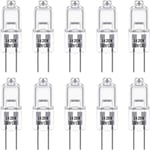G4 halogenlampor, 12V 20W, varmvit 3000K, 350LM, dimbar, klar, 10 st.