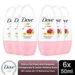 Dove Roll-On Deo Go Fresh 48H Long Lasting Frgrance Anti-Perspirant, 6x50ml
