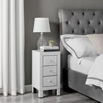 Lexi Small Slimline 3 Drawer Wooden Bedside Table With A Modern Mirrored Finish