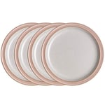 Denby - Elements Sorbet Pink Dinner Plates Set of 4 - Dishwasher Microwave Safe Crockery 26.5cm - Pale Pink, White Ceramic Stoneware Tableware - Chip & Crack Resistant Large Plates