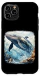 Coque pour iPhone 11 Pro Baleine bleu océan aquarelle portrait réaliste art de la mer profonde