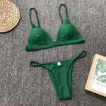 Charm4you Women Two Piece Bathing Suit Swimwear,Sexy ladies split solid color bikini swimsuit-Army Green_M,Bikini Set