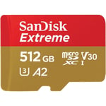 SanDisk Extreme 512 Go Carte Mémoire MicroSDXC + Adaptateur SD - Classe 10, U3, V30