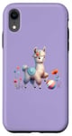 iPhone XR Purple Cute Alpaca with Floral Crown and Colorful Ball Case