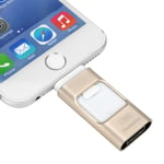 Multifunktionellt 64 GB USB-minne med direktanslutning till iPhone, Android och USB, kryptering