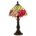 GUOGEGE Tiffany Style Table Desk Lamp Stained Glass Rose Table Lamp Bedroom Bedside Lamp Wedding Room Princess Retro Creative Bar Cafe Decoration Lamp