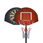 Sport1 2 en 1 Lampadaire de Basket-Ball et Cible de fléchettes magnétiques Panier de Basket-Ball réglable pour l'intérieur et l'extérieur. Jeux de Jardin pour Enfants. Hauteur de l'anneau 95-195 cm.