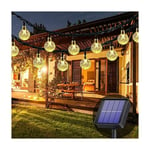 Linghhang - Guirlande lumineuse solaire d'extérieur, Blanc chaud , 50 led, 7 m, étanche, 8 modes d'éclairage, intérieur/extérieur - Pour jardin,