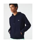 Lacoste Mens fleece hoodie for men - Navy Cotton - Size Medium
