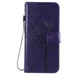 Thoankj Samsung A52 Phone Case, Galaxy A52s 5G Case PU Leather Flip Notebook Wallet Cover Embossed Cat Tree with Magnetic Stand Folio Soft TPU Bumper Protective Case for Samsung Galaxy A52 5G Purple